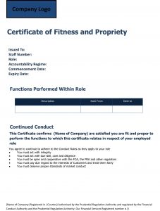 Sample certificate under the certification regime